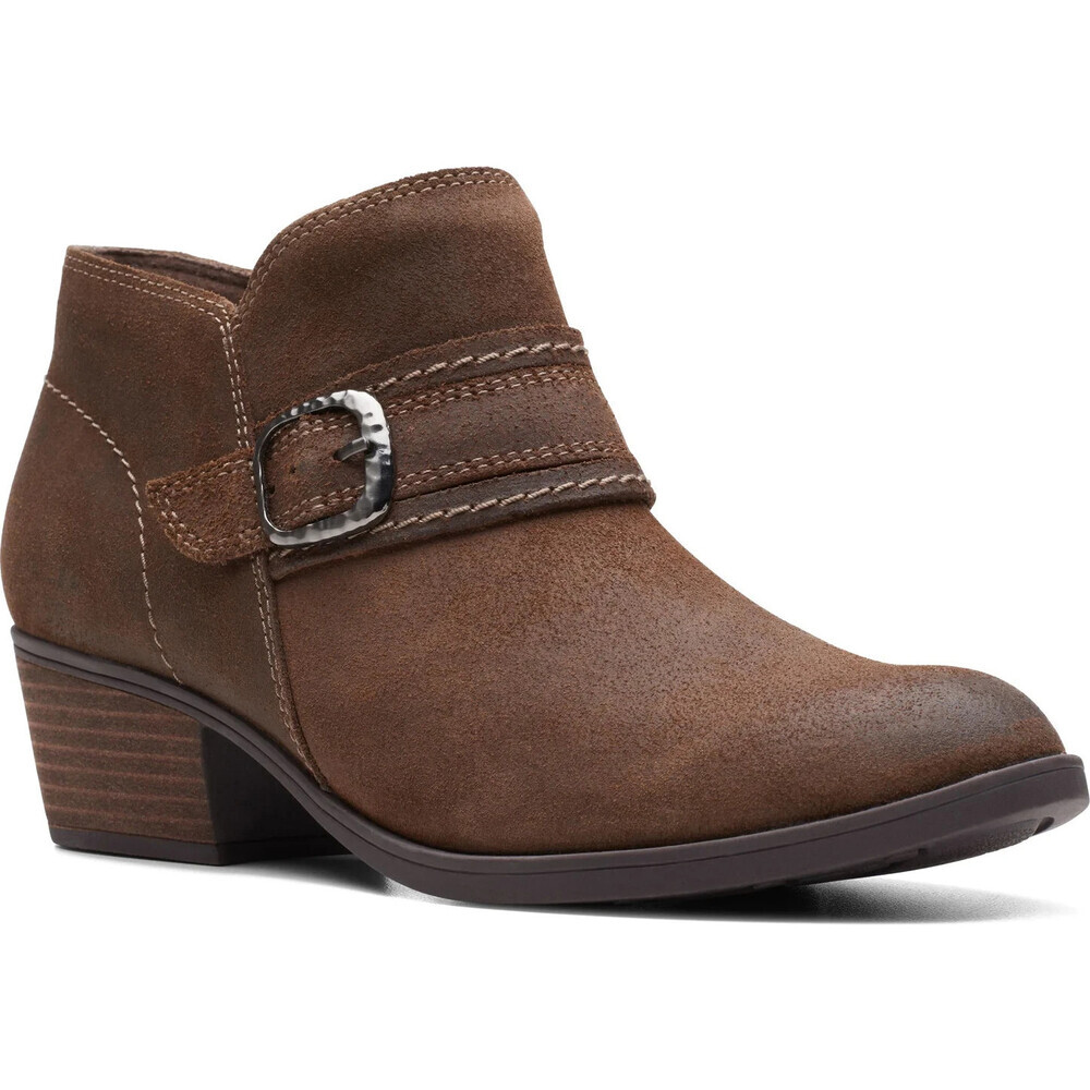 Clarks Charlten Bay 26174179 Boots Womens 10 Dark Tan Suede Ankle Bootie LION602